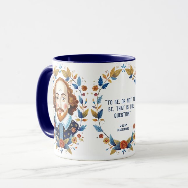 Caneca Imagem de William Shakespeare ilustração de Hamlet (Frente Esquerda)