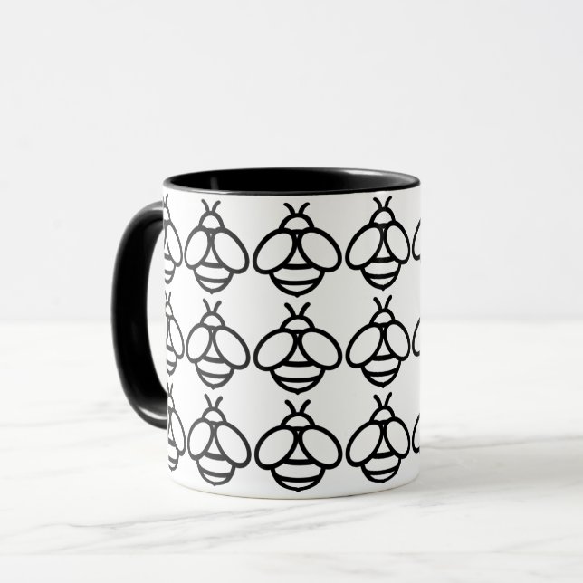 Caneca Imagem design do gráfico da abelha de abelha (Frente Esquerda)