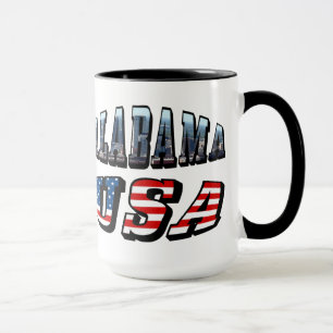 Caneca Imagem do Alabama e bandeira dos EUA Font