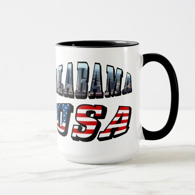 Caneca Imagem do Alabama e bandeira dos EUA Font (Direita)