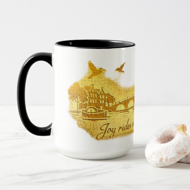 Caneca ImagemAmsterdãDouradaMinimalistaAmassada (Com Donut)