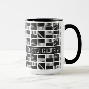 Caneca Imagens de texto personalizadas em quadrados Geomé