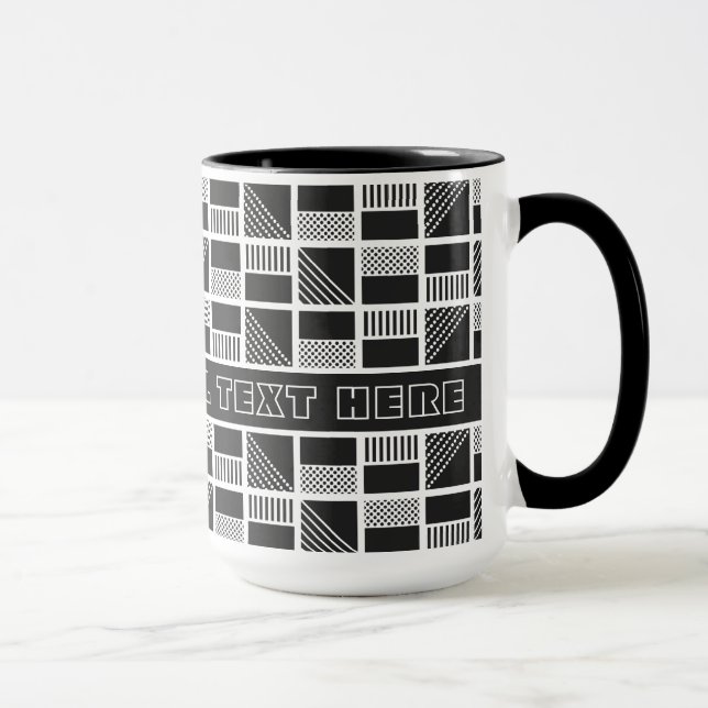 Caneca Imagens de texto personalizadas em quadrados Geomé (Direita)