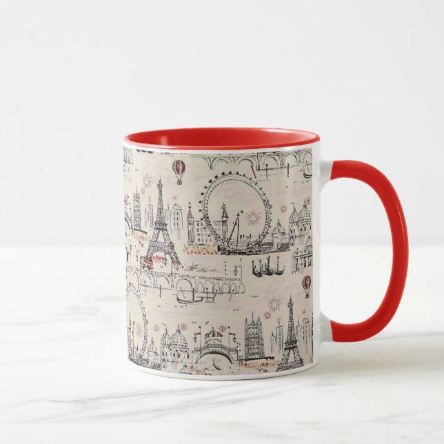 Caneca Imagens pretas & brancas do vintage de Europa (Direita)