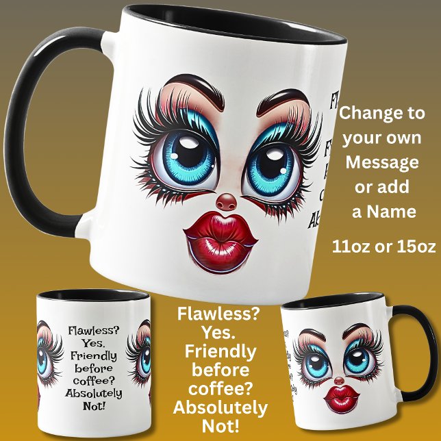 Caneca Impecável? Adicionar mensagem de nome, Olhos Fabul (Criador carregado)