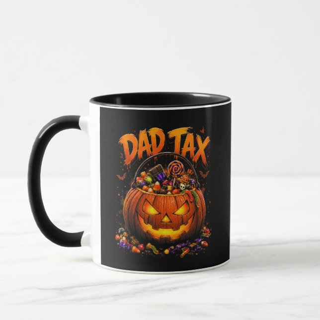 Caneca Imposto de Pai Engraçado de Halloween Abóbora (Esquerda)