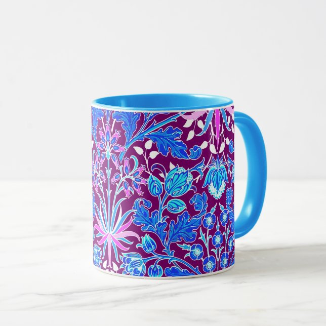 Caneca Impressão, Aqua e roxo do jacinto de William (Frente Esquerda)