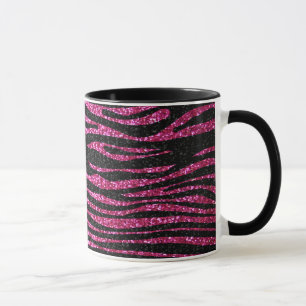 Caneca Impressão cor-de-rosa e preto da zebra que bling