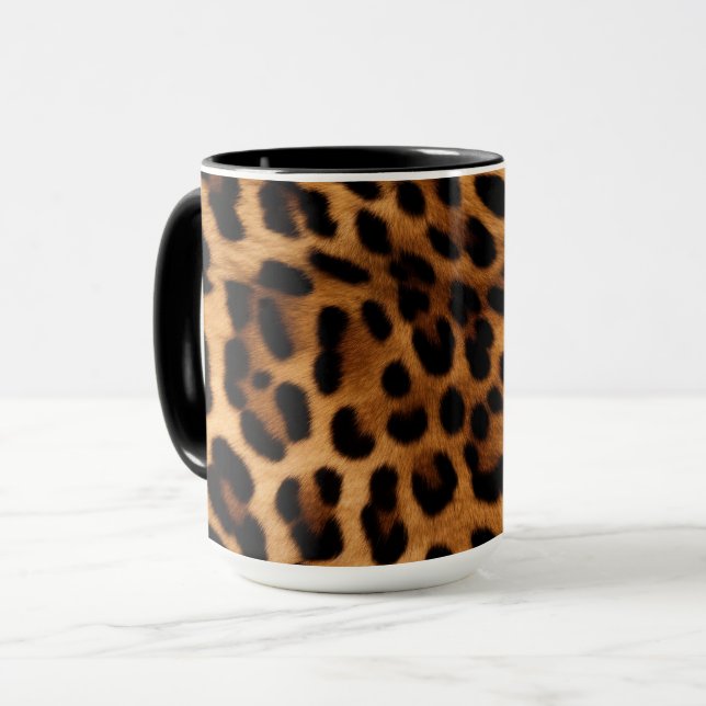 Caneca Impressão de Animais Castanhos Leopardo (Frente Esquerda)