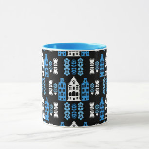 Caneca Impressão de Arte Folclórica dos Países Baixos Tra