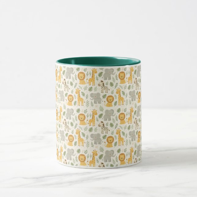 Caneca impressão de berçário de animais da savana (Centro)
