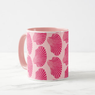 Caneca Impressão de Bloco de Shell Scallop, Fuchsia e Ro