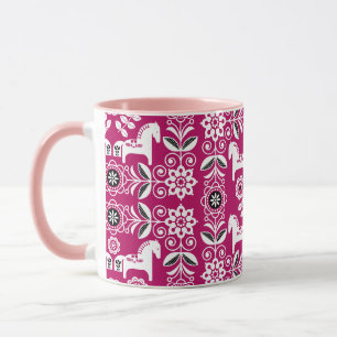 Caneca Impressão de Cavalo Sueco Dala Rosa