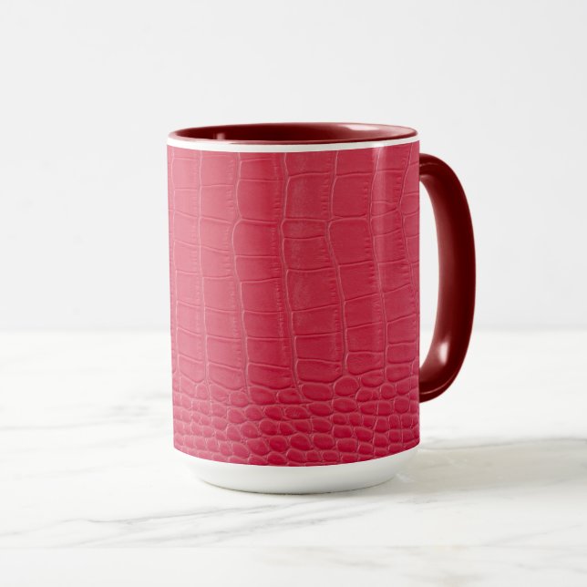 Caneca Impressão de couro de crocodilo vermelho (Frente Esquerda)