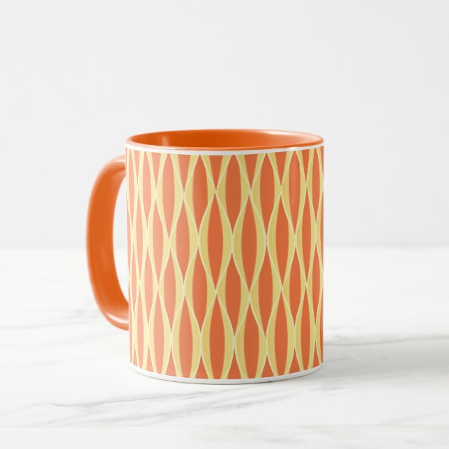 Caneca Impressão de faixa de meados do século - laranja e (Frente Esquerda)