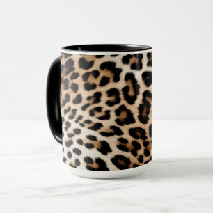 Caneca Impressão de Leopardo Castanho