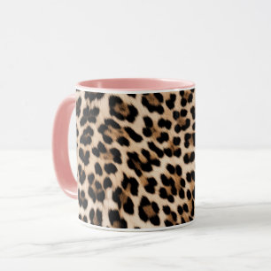 Caneca Impressão de Leopardo Preto-Castanho