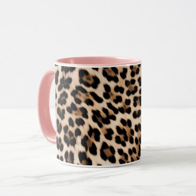 Caneca Impressão de Leopardo Preto-Castanho (Frente Esquerda)