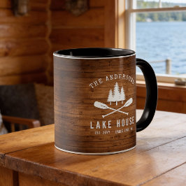 Caneca Impressão de Madeira de Oars Oars, lago russo