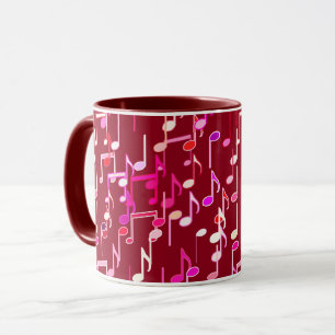 Caneca Impressão de Notas Musicais - Burgundy, multicamad