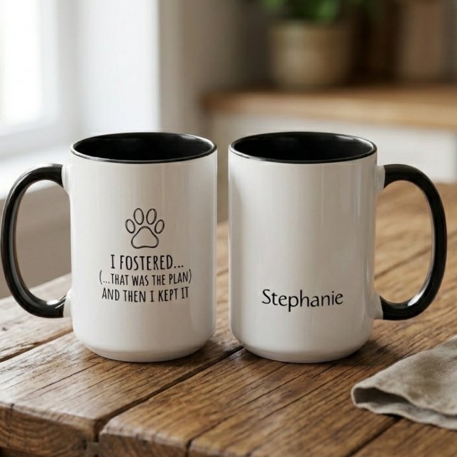 Caneca Impressão de Pata de Falha na Adoção (Funny foster fail mug for a proud pet parent celebrating an adoption anniversary.)
