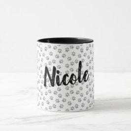 Caneca Impressão de Pata Negra e Branca - Mug Personaliza
