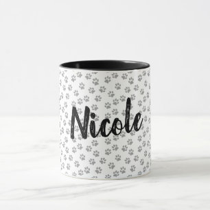 Caneca Impressão de Pata Preta e Branca Mug Personalizado