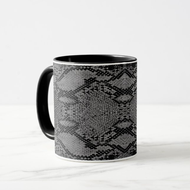 Caneca Impressão de Pele de Cobra Cinza (Frente Esquerda)