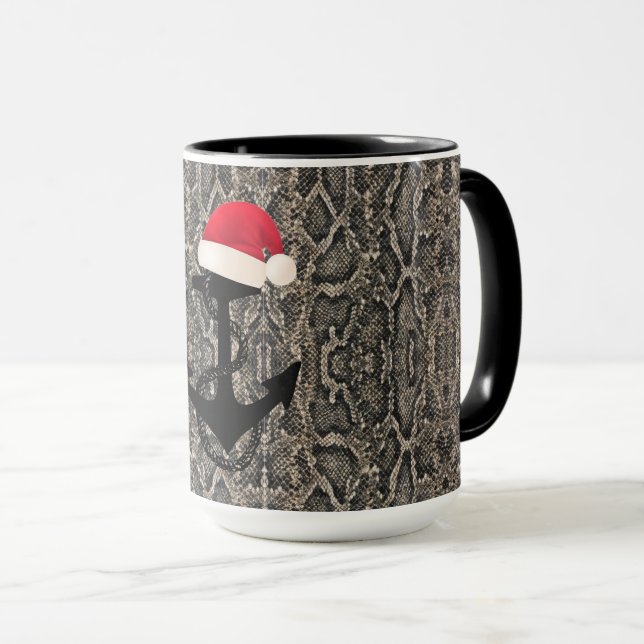 Caneca impressão de pele de cobra festiva elegante com AN (Frente Esquerda)