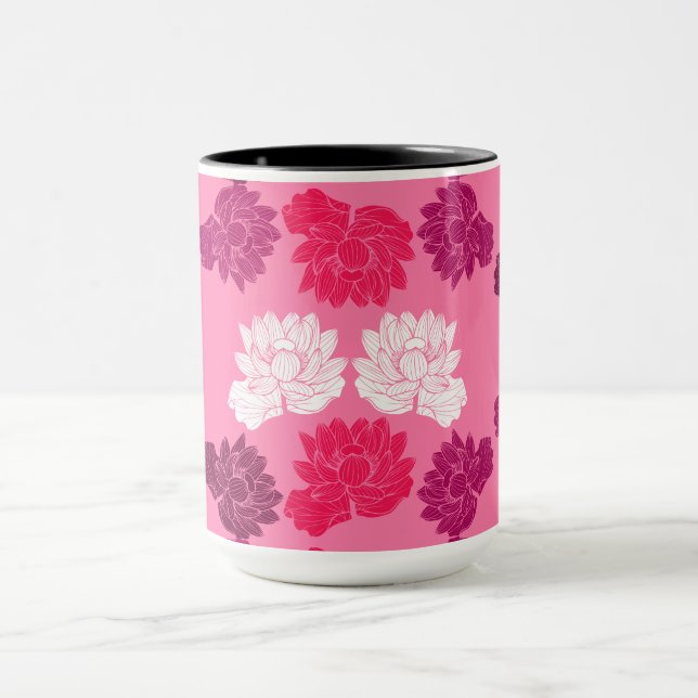 Caneca Impressão de Tecido de Nenúfar Rosa (Centro)