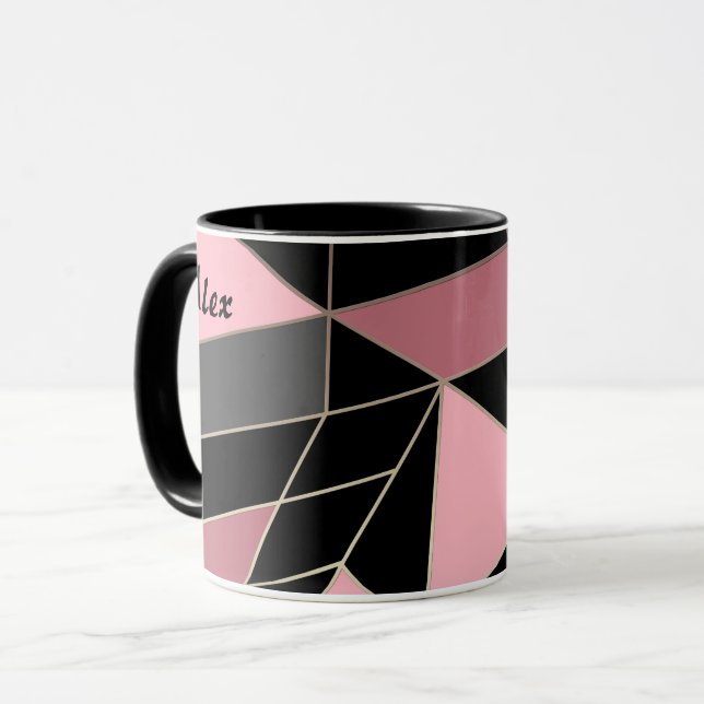 Caneca impressão de triângulos geométricos abstrato moder (Frente Esquerda)