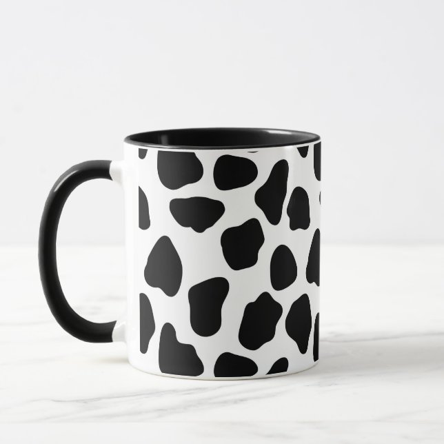 Caneca Impressão De Vaca Preta E Branca (Esquerda)