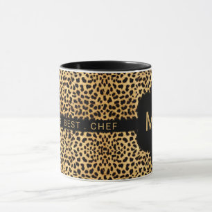 Caneca Impressão do Monograma do Melhor Chef Cheetah do M