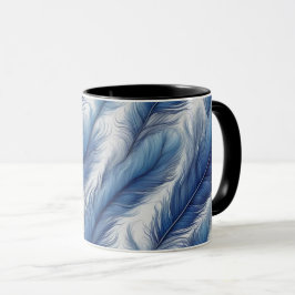 Caneca Impressão do padrão de pena azul