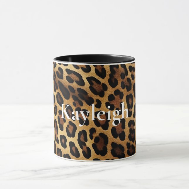 Caneca Impressão Dourada de Leopardo Castanho (Centro)
