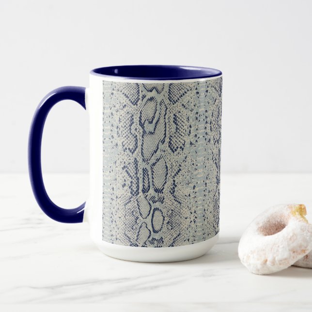 Caneca Impressão em animais de cinza e Cobra azul (Com Donut)