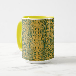 Caneca Impressão em animais de pele Cobra verde amarela