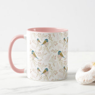 Caneca Impressão Floral Dourado Cor-de-Foca-Rosa