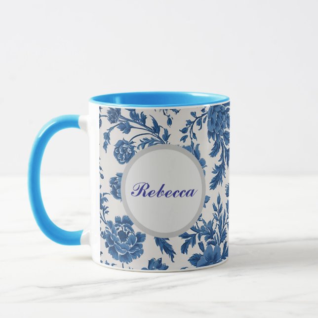 Caneca Impressão Floral inspirada no Vitoriano Azul e Bra (Esquerda)