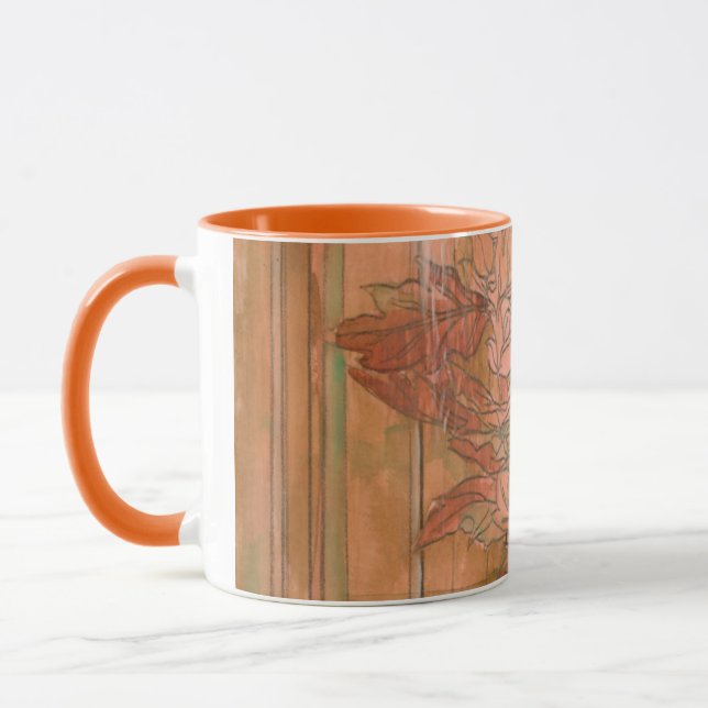 Caneca Impressão Floral Laranja Moderno em Fundo Retirado (Esquerda)
