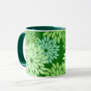 Caneca Impressão floral moderno do quimono, verde limão