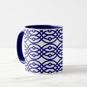 Caneca Impressão Kimono, cinza prateada e azul marinho