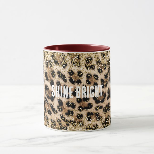 Caneca Impressão Leopardo de Creme Glitter Dourado Glam (Centro)