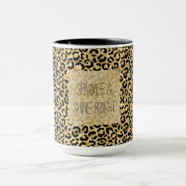 Caneca Impressão Leopardo Dourada Negra