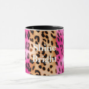 Caneca Impressão Leopardo Dourada rosa