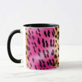 Caneca Impressão Leopardo Dourada rosa