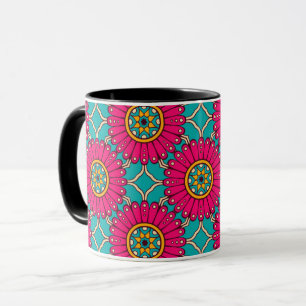 Caneca Impressão Magenta e Teal Africano