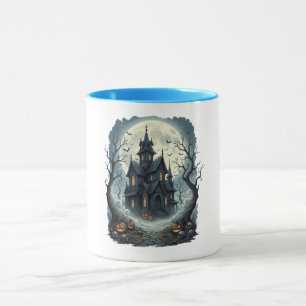 Caneca Impressão Noturna da Mansão Assombrada ao Luar