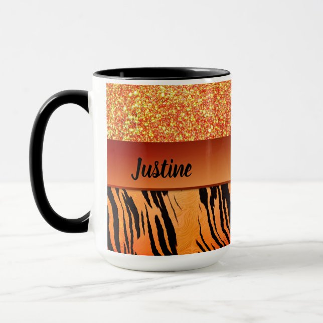 Caneca Impressão Personalizado por Tiger Glitter Laranja  (Esquerda)