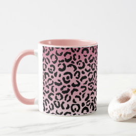Caneca Impressão Preta-Leopardo Cor-de-Rosa